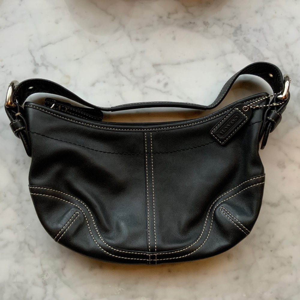 Coach black leather purse mini hobo bag No. E05D - 9541
